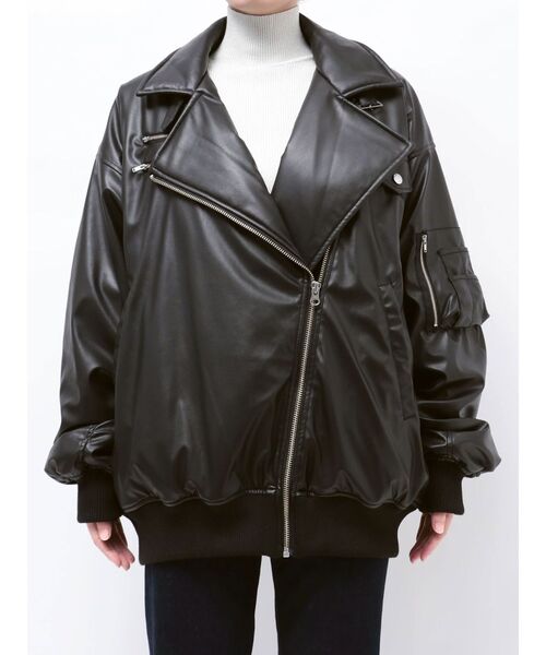 セール】フェイクレザーライダースMA-1ジャケット（MA-1）｜jouetie