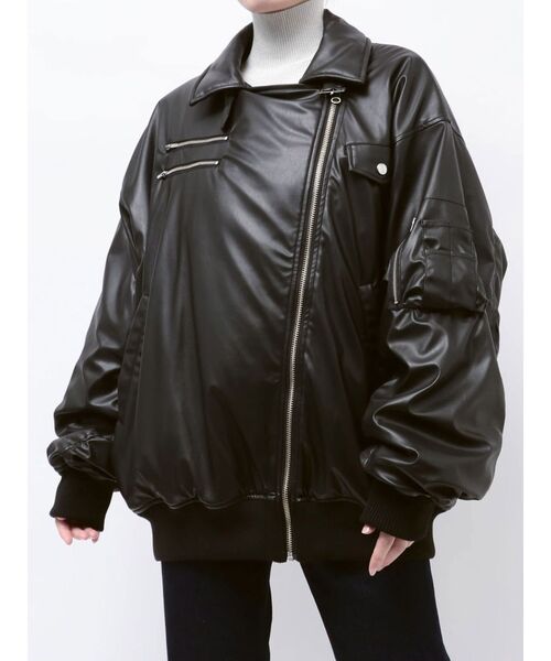 セール】フェイクレザーライダースMA-1ジャケット（MA-1）｜jouetie