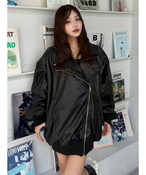 jouetie×ZOZOTOWN限定ライダース ZOZO限定】フェイクレザーライダースMA-1ジャケット（MA-1