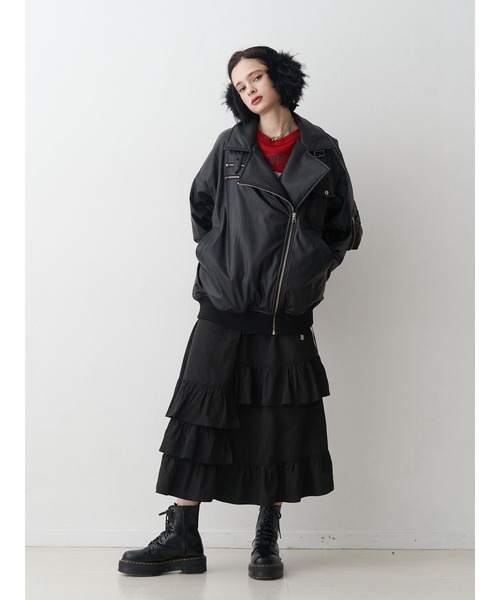 jouetie フェイクレザーライダースMA-1ジャケット 楽天市場】ジュエティー jouetie フェイクレザーライダースMA-1