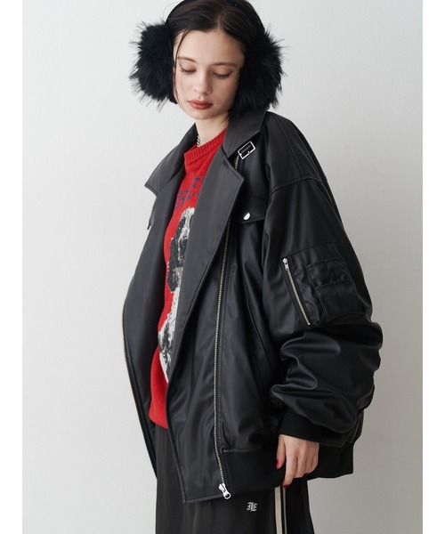 ZOZO限定】フェイクレザーライダースMA-1ジャケット（MA-1）｜jouetie