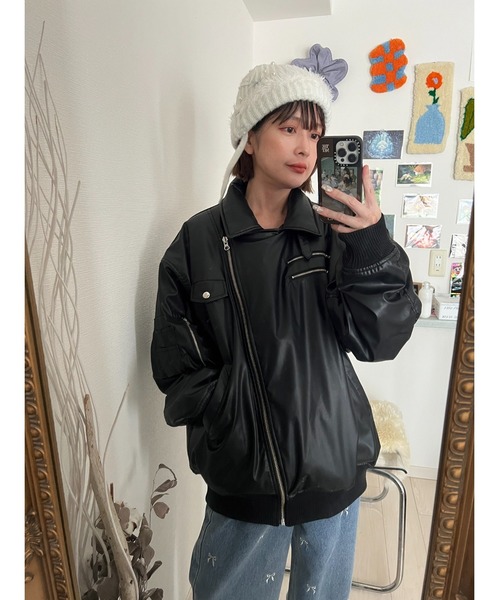 セール】フェイクレザーライダースMA-1ジャケット（MA-1）｜jouetie