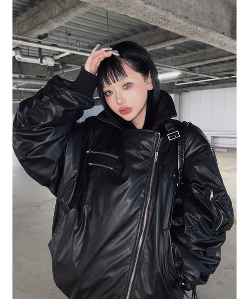 ZOZO限定】フェイクレザーライダースMA-1ジャケット（MA-1）｜jouetie