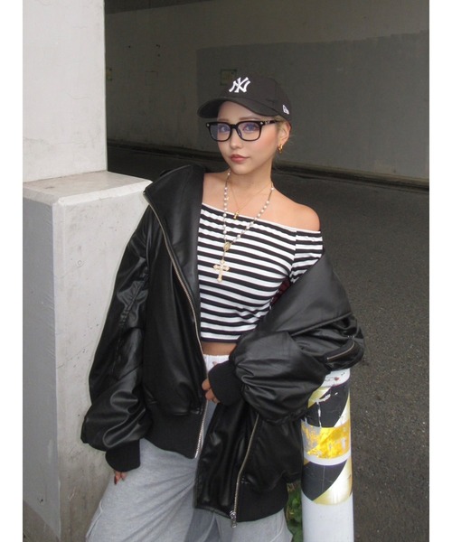 セール】フェイクレザーライダースMA-1ジャケット（MA-1）｜jouetie