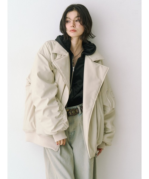 セール】フェイクレザーライダースMA-1ジャケット（MA-1）｜jouetie