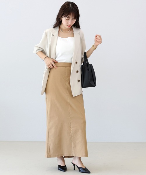 Aletta vita（アレッタビータ）の「極伸びストレッチロングスカート（スカート・レディース・ベージュ/ブラック/オフホワイト・M/L）」の4枚目の写真