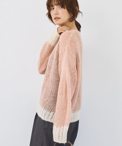 セール】モヘアライク配色ニットプルオーバー（ニット/セーター