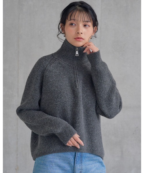 attiree(アティレー)の「ハーフジップニット(ニット/セーター・レディース・ベージュ/ブラウン/アイボリー/チャコールグレー/グレー・FREE)」の13枚目の写真