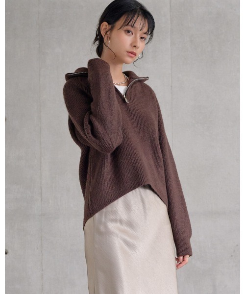 attiree(アティレー)の「ハーフジップニット(ニット/セーター・レディース・ベージュ/ブラウン/アイボリー/チャコールグレー/グレー・FREE)」の20枚目の写真