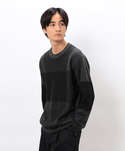 COMME CA ISM（コムサイズム）の「チェック柄ジャガード クルーネックニット（ニット/セーター・メンズ・ミント/ベージュ/チャコール・LARGE/MEDIUM）」の7枚目の写真