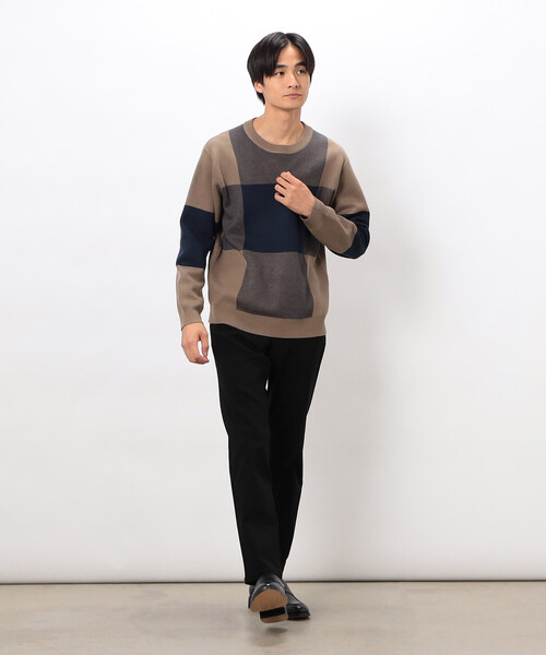 COMME CA ISM（コムサイズム）の「チェック柄ジャガード クルーネックニット（ニット/セーター・メンズ・ミント/ベージュ/チャコール・LARGE/MEDIUM）」の15枚目の写真