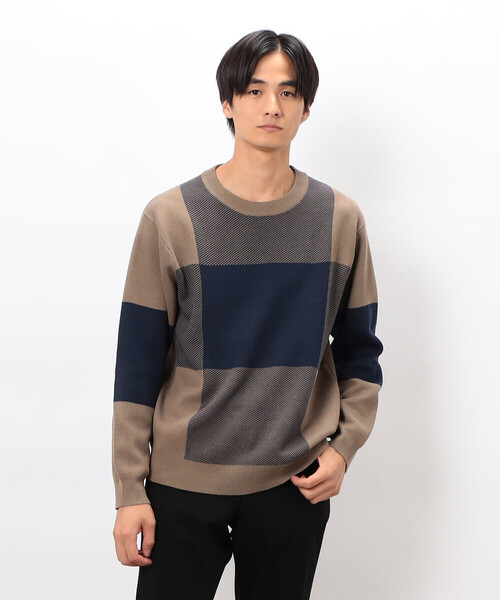 COMME CA ISM（コムサイズム）の「チェック柄ジャガード クルーネックニット（ニット/セーター・メンズ・ミント/ベージュ/チャコール・LARGE/MEDIUM）」の10枚目の写真
