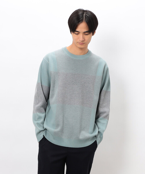 COMME CA ISM（コムサイズム）の「チェック柄ジャガード クルーネックニット（ニット/セーター・メンズ・ミント/ベージュ/チャコール・LARGE/MEDIUM）」の16枚目の写真