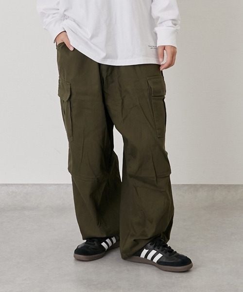 a♡様　　カーゴツイルボリュームパンツ セール】コットンツイル・ワイドカーゴパンツ（その他パンツ）｜GLAZOS