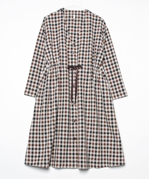 SIPULI（シプリ）の「【ウォッシャブル】Woolish Block Check リボンドロストドレス（ワンピース・レディース・ブラック/アイボリー・2）」の5枚目の写真