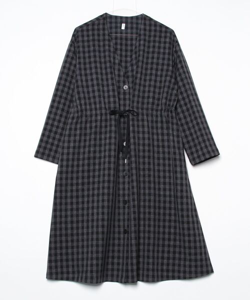 SIPULI（シプリ）の「【ウォッシャブル】Woolish Block Check リボンドロストドレス（ワンピース・レディース・ブラック/アイボリー・2）」の18枚目の写真