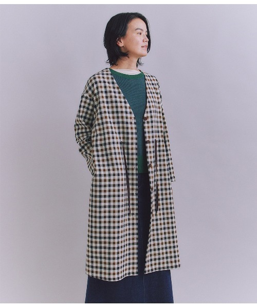 SIPULI（シプリ）の「【ウォッシャブル】Woolish Block Check リボンドロストドレス（ワンピース・レディース・ブラック/アイボリー・2）」の4枚目の写真