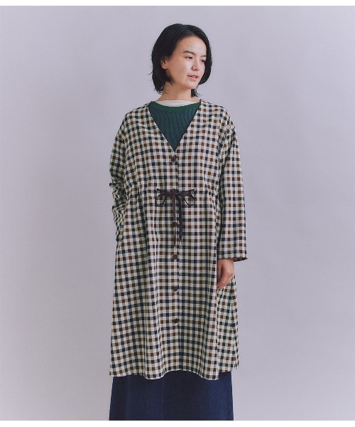 SIPULI（シプリ）の「【ウォッシャブル】Woolish Block Check リボンドロストドレス（ワンピース・レディース・ブラック/アイボリー・2）」の10枚目の写真