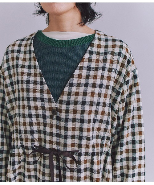 SIPULI（シプリ）の「【ウォッシャブル】Woolish Block Check リボンドロストドレス（ワンピース・レディース・ブラック/アイボリー・2）」の15枚目の写真