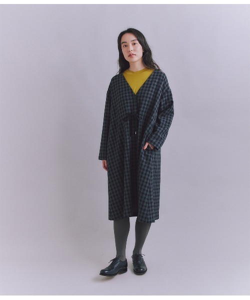 SIPULI（シプリ）の「【ウォッシャブル】Woolish Block Check リボンドロストドレス（ワンピース・レディース・ブラック/アイボリー・2）」の12枚目の写真