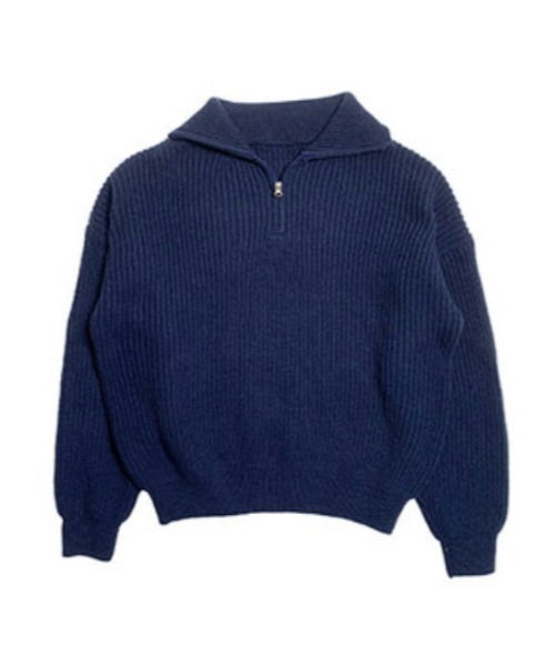 anyonemore(エニワンモア)の「anyonemore(エニワンモア)/2WAY ルーズ ハーフジップ ハイネック ニット プルオーバー/Vanilla Neck Collar Loose Fit Knit Half Zip-Up(ニット/セーター・レディース・ベージュ/ネイビー/ピンク/ブラウン/チャコールグレー・FREE)」の1枚目の写真