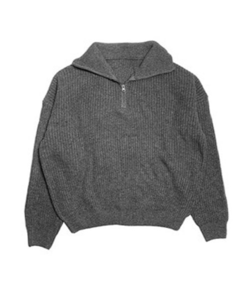 anyonemore(エニワンモア)の「anyonemore(エニワンモア)/2WAY ルーズ ハーフジップ ハイネック ニット プルオーバー/Vanilla Neck Collar Loose Fit Knit Half Zip-Up(ニット/セーター・レディース・ベージュ/ネイビー/ピンク/ブラウン/チャコールグレー・FREE)」の2枚目の写真
