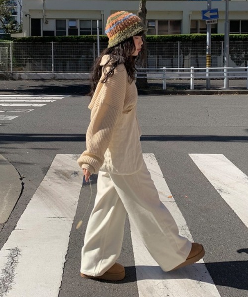 anyonemore(エニワンモア)の「anyonemore(エニワンモア)/2WAY ルーズ ハーフジップ ハイネック ニット プルオーバー/Vanilla Neck Collar Loose Fit Knit Half Zip-Up(ニット/セーター・レディース・ベージュ/ネイビー/ピンク/ブラウン/チャコールグレー・FREE)」の7枚目の写真