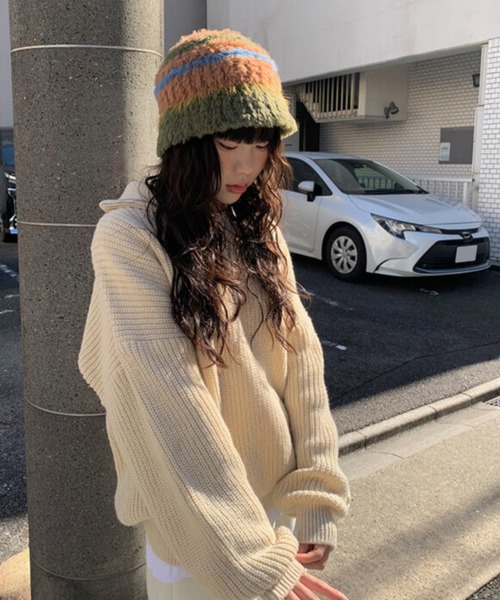 anyonemore(エニワンモア)の「anyonemore(エニワンモア)/2WAY ルーズ ハーフジップ ハイネック ニット プルオーバー/Vanilla Neck Collar Loose Fit Knit Half Zip-Up(ニット/セーター・レディース・ベージュ/ネイビー/ピンク/ブラウン/チャコールグレー・FREE)」の18枚目の写真