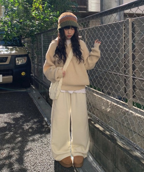 anyonemore(エニワンモア)の「anyonemore(エニワンモア)/2WAY ルーズ ハーフジップ ハイネック ニット プルオーバー/Vanilla Neck Collar Loose Fit Knit Half Zip-Up(ニット/セーター・レディース・ベージュ/ネイビー/ピンク/ブラウン/チャコールグレー・FREE)」の15枚目の写真