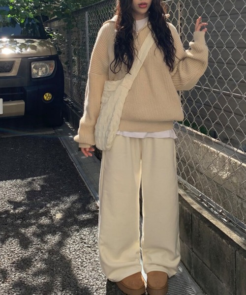 anyonemore(エニワンモア)の「anyonemore(エニワンモア)/2WAY ルーズ ハーフジップ ハイネック ニット プルオーバー/Vanilla Neck Collar Loose Fit Knit Half Zip-Up(ニット/セーター・レディース・ベージュ/ネイビー/ピンク/ブラウン/チャコールグレー・FREE)」の13枚目の写真