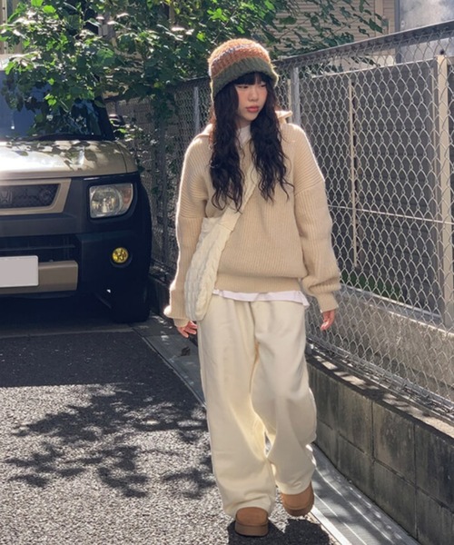 anyonemore(エニワンモア)の「anyonemore(エニワンモア)/2WAY ルーズ ハーフジップ ハイネック ニット プルオーバー/Vanilla Neck Collar Loose Fit Knit Half Zip-Up(ニット/セーター・レディース・ベージュ/ネイビー/ピンク/ブラウン/チャコールグレー・FREE)」の14枚目の写真