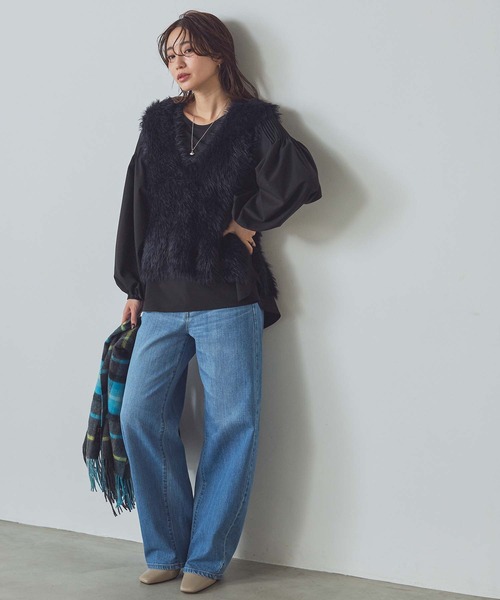 Gready Brilliant(グレディブリリアン)の「VネックシャギーベストSET(ニット/セーター・レディース・ブラック×ブラック/グレー×ホワイト・FREE)」の19枚目の写真