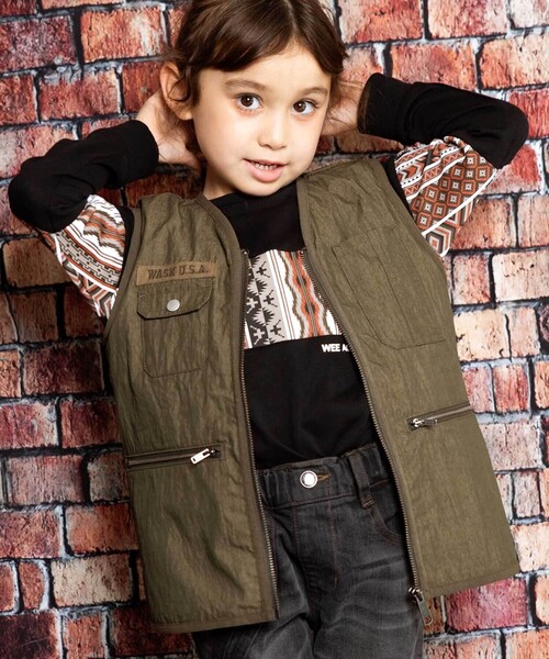 WASK（ワスク）の「袖取り外しワークジャケット(90~150cm)（その他アウター・キッズ・グリーン・160cm/140cm/150cm）」の4枚目の写真