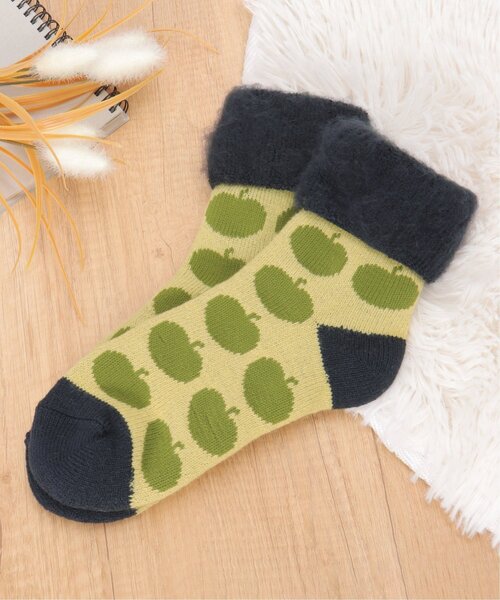 LBC(エルビーシー)の「裏起毛 ソックスアップル(ソックス/靴下・レディース・レッド/イエロー/グレー/アイボリー・FREE)」の3枚目の写真