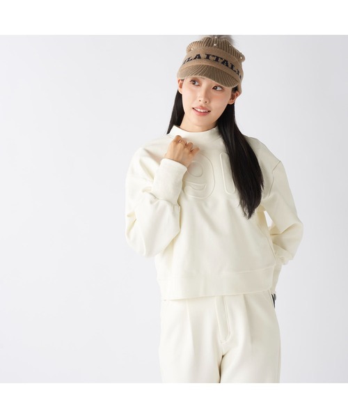 FILA GOLF（フィラゴルフ ）の「FILA GOLF フィラゴルフ ゴルフウェア ワンポイント ロゴ 保温 裏起毛 ストレッチ ハイネック プルオーバー トレーナー（その他トップス・レディース・グレー/オフホワイト/ブラック・M/LL/L）」の4枚目の写真