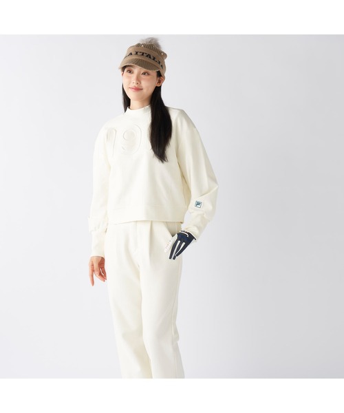 FILA GOLF（フィラゴルフ ）の「FILA GOLF フィラゴルフ ゴルフウェア ワンポイント ロゴ 保温 裏起毛 ストレッチ ハイネック プルオーバー トレーナー（その他トップス・レディース・グレー/オフホワイト/ブラック・M/LL/L）」の6枚目の写真