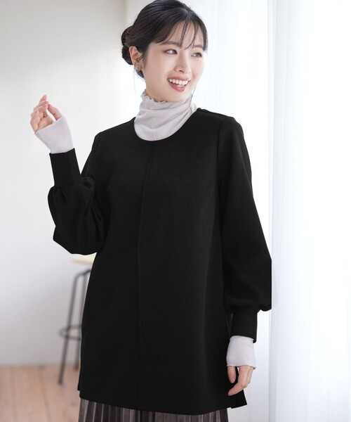 Tiaclasse(ティアクラッセ)の「ボンディングパフスリーブチュニック(Tシャツ/カットソー・レディース・モカ/チャコールグレー/ブラック/ホワイト系・XL/XXL)」の17枚目の写真