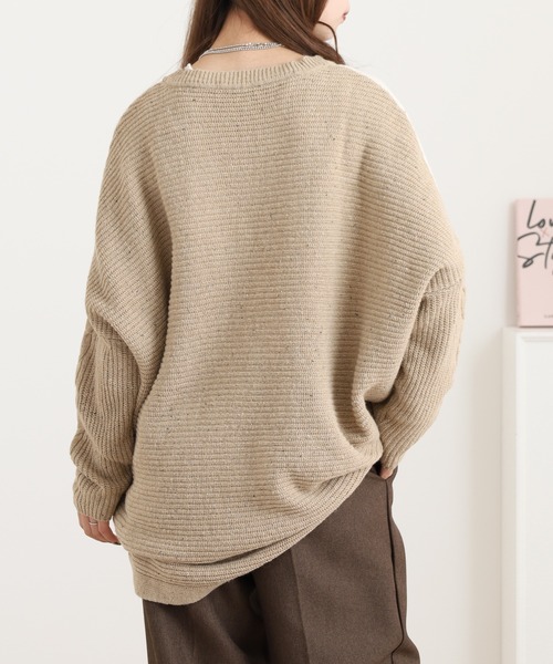 myke(ミーカ)の「myke ネップ ケーブル編み切替えニット(ニット/セーター・レディース・オレンジ/チャコール/アイボリー・M)」の7枚目の写真