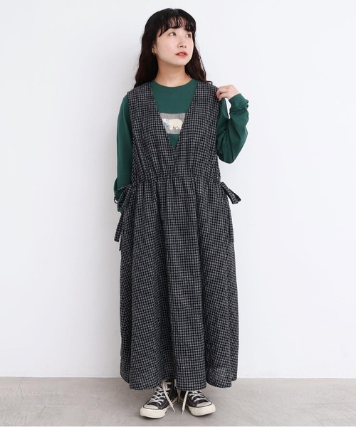 l'atelier du savon（アトリエドサボン）の「ウールガーゼ　リボンの2wayゆるワンピース（ワンピース・レディース・その他/ブラック・FREE）」の3枚目の写真