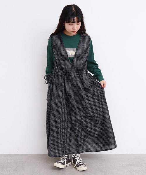 l'atelier du savon（アトリエドサボン）の「ウールガーゼ　リボンの2wayゆるワンピース（ワンピース・レディース・その他/ブラック・FREE）」の6枚目の写真