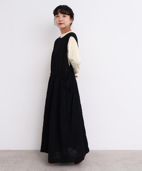 l'atelier du savon（アトリエドサボン）の「ウールガーゼ　リボンの2wayゆるワンピース（ワンピース・レディース・その他/ブラック・FREE）」の12枚目の写真