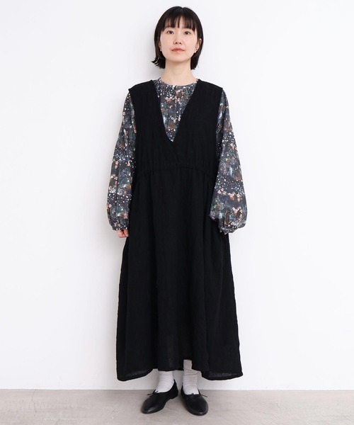 l'atelier du savon（アトリエドサボン）の「ウールガーゼ　リボンの2wayゆるワンピース（ワンピース・レディース・その他/ブラック・FREE）」の17枚目の写真