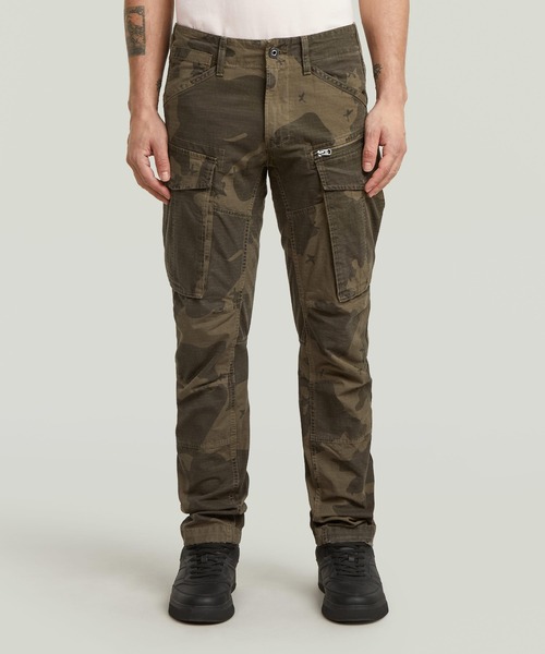 G-STAR(ジースター)の「ROVIC ZIP 3D REGULAR TAPERED PANTS/ヴィンテージライクウォッシュド加工立体裁断レギュラーテーパードカモ柄カーゴパンツ(カーゴパンツ・メンズ・カモフラージュ・30/30/29/30/36/30/33/30/34/30/31/30/32/30/31/32/32/32/33/32/34/32/30/32/36/32/28/32/29/32)」の1枚目の写真