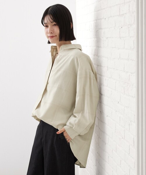 THE SHOP TK (ザ ショップ ティーケー )の「インしてる風にも着られるチェックシャツ(シャツ/ブラウス・レディース・ブラック系その他2/アイボリー系1・12/13)」の3枚目の写真