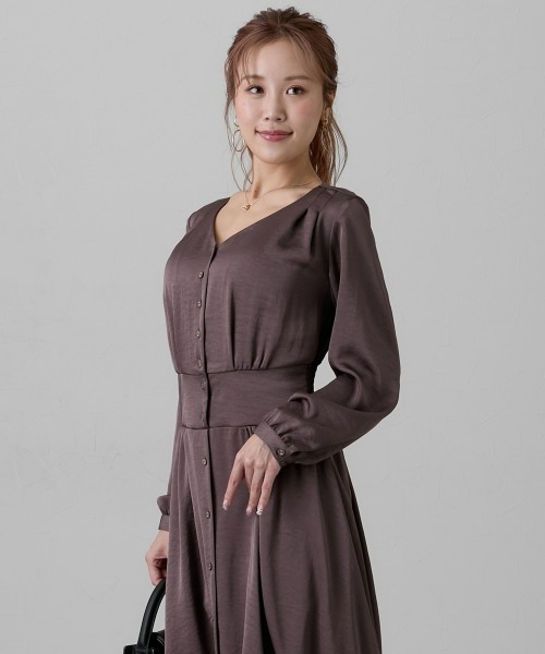 Nissen glamor（ニッセングラマー）の「【大きい胸専用】ボンキュボンヴィンテージサテンワンピース（ポケット付）（ワンピース・レディース・ブラウン/ベージュ・S/M/L/LL）」の20枚目の写真