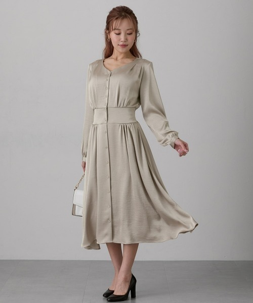 Nissen glamor（ニッセングラマー）の「【大きい胸専用】ボンキュボンヴィンテージサテンワンピース（ポケット付）（ワンピース・レディース・ブラウン/ベージュ・S/M/L/LL）」の21枚目の写真