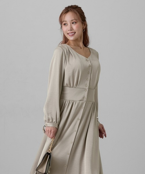 Nissen glamor（ニッセングラマー）の「【大きい胸専用】ボンキュボンヴィンテージサテンワンピース（ポケット付）（ワンピース・レディース・ブラウン/ベージュ・S/M/L/LL）」の22枚目の写真