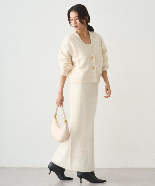 LOUNGEDRESS（ラウンジドレス）の「シャギーショートニットカーディガン（カーディガン/ボレロ・レディース・グレー/オフホワイト/ブラウン・FREE）」の12枚目の写真