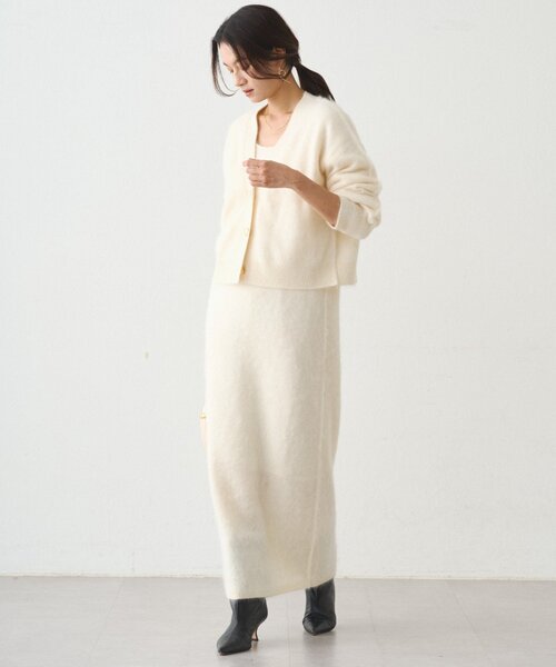 LOUNGEDRESS（ラウンジドレス）の「シャギーショートニットカーディガン（カーディガン/ボレロ・レディース・グレー/オフホワイト/ブラウン・FREE）」の14枚目の写真