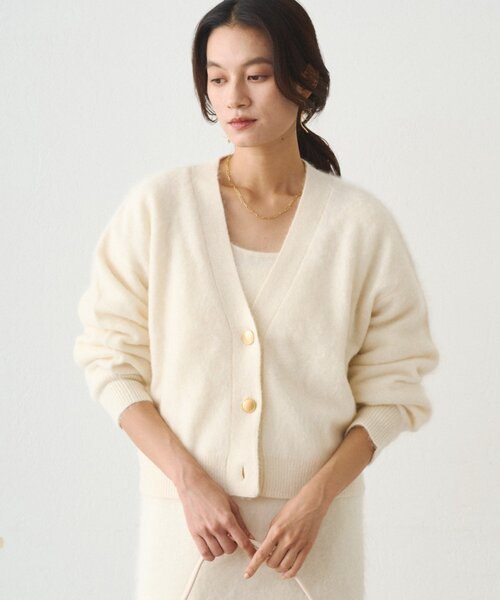 LOUNGEDRESS（ラウンジドレス）の「シャギーショートニットカーディガン（カーディガン/ボレロ・レディース・グレー/オフホワイト/ブラウン・FREE）」の18枚目の写真